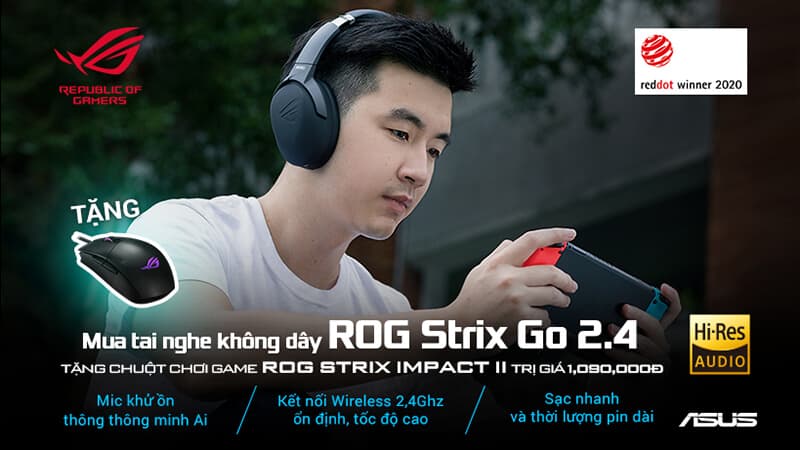 Chương trình Khuyến mãi “Nhận chuột ROG Strix Impact II khi mua tai nghe ROG Strix Go 2.4”