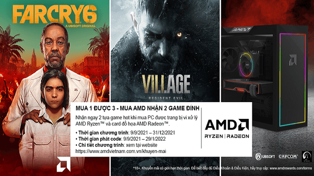 Chương trình Khuyến Mại "Mua 1 Được 3 - Mua AMD Nhận 2 Game Đỉnh"