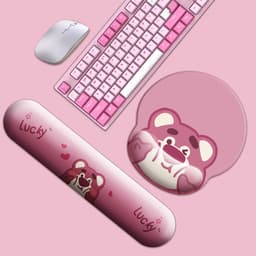 Combo kê tay bàn phím chuột Gấu hồng  Lucky