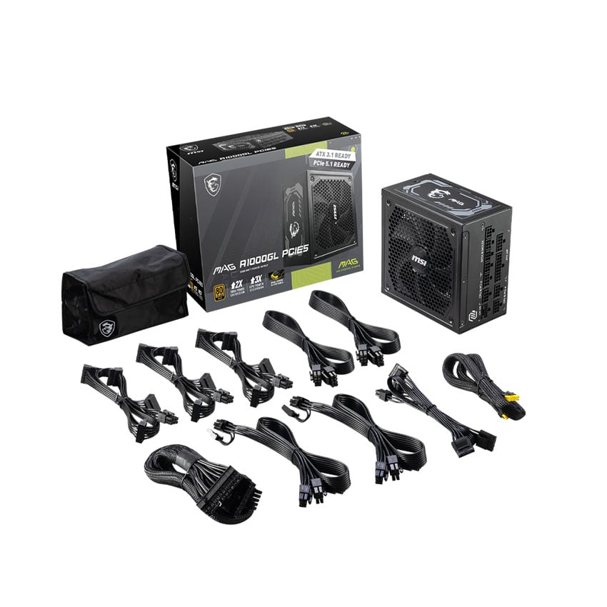 Nguồn máy tính MSI MAG A1000GL PCIE5 1000W (80 Plus Gold)