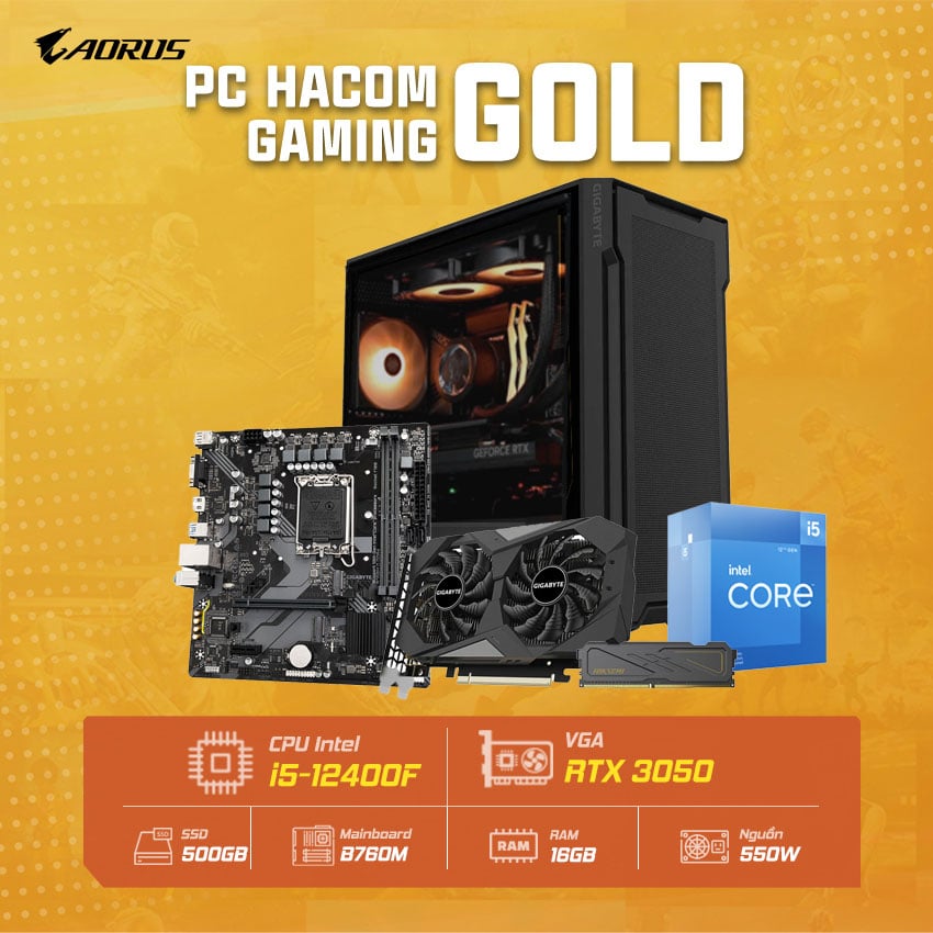 : PC HACOM GOLD PRO 044 ( Intel i5 12400F / VGA RTX 3050 ) POWERED BY GIGABYTE 0