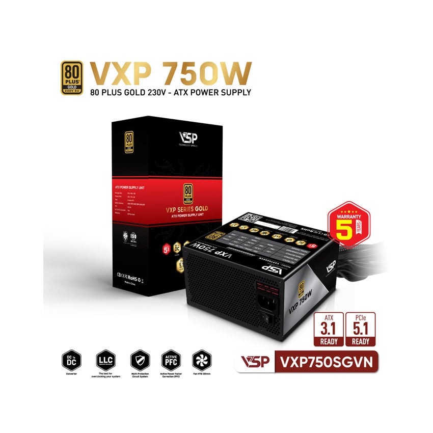 Nguồn VSP VXP750SGVN - 750W (80Plus Gold) 0