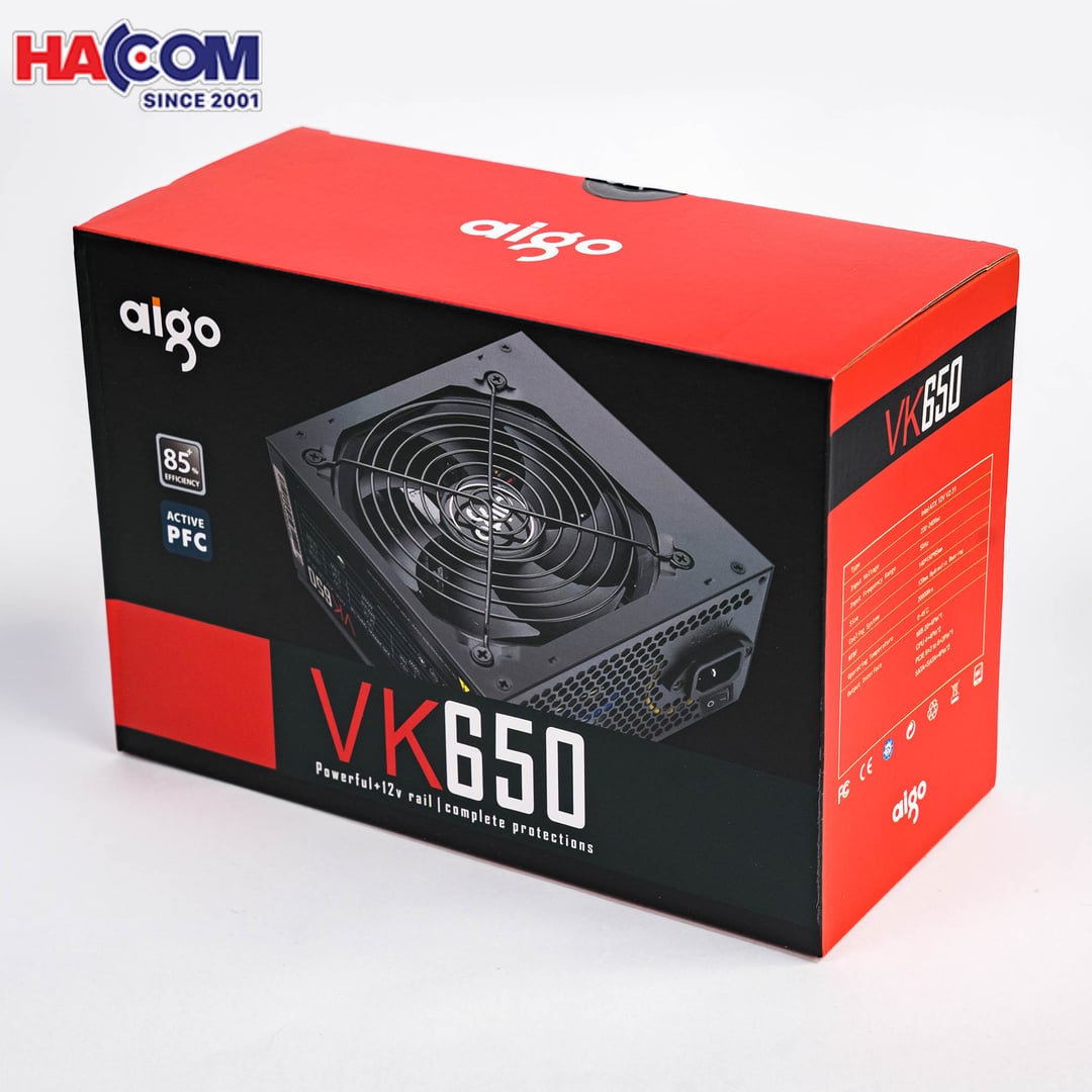 Nguồn máy tính AIGO VK650 - 650W (80 Plus/ Active PFC/ Single Rail) 2