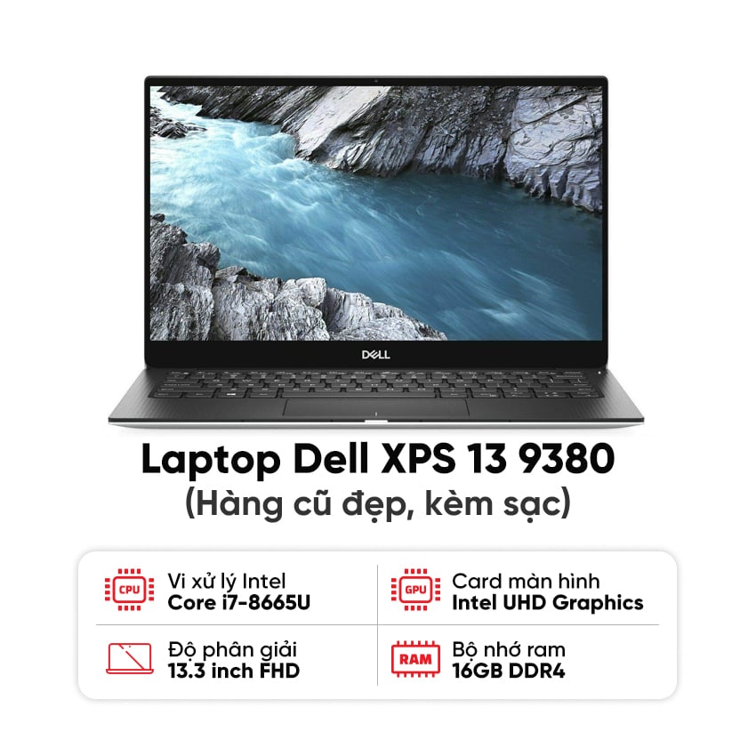 Laptop Dell XPS 13 9380 (i7-8665U / 16GB RAM / 256GB SSD / Màn 13.3 inch FHD / Cảm ứng / Kèm sạc) - Hàng cũ đẹp 0