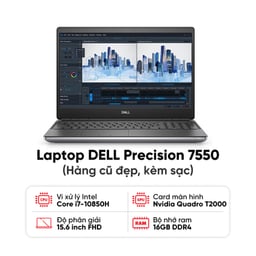 Laptop DELL Precision 7550 (i7-10850H / 16GB RAM / 512GB SSD / NVIDIA Quadro T2000 / Màn 15.6 inch FHD / Kèm sạc) - Hàng cũ đẹp 0