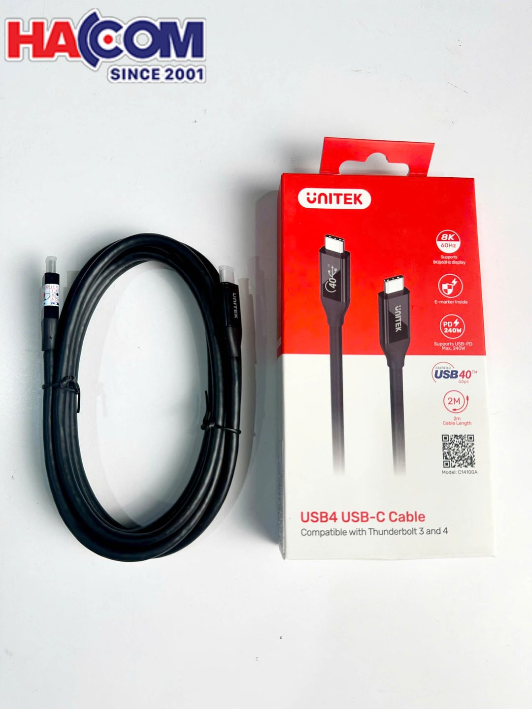 Cáp Type-C to Type-C 2m UNITEK C14100ABK01