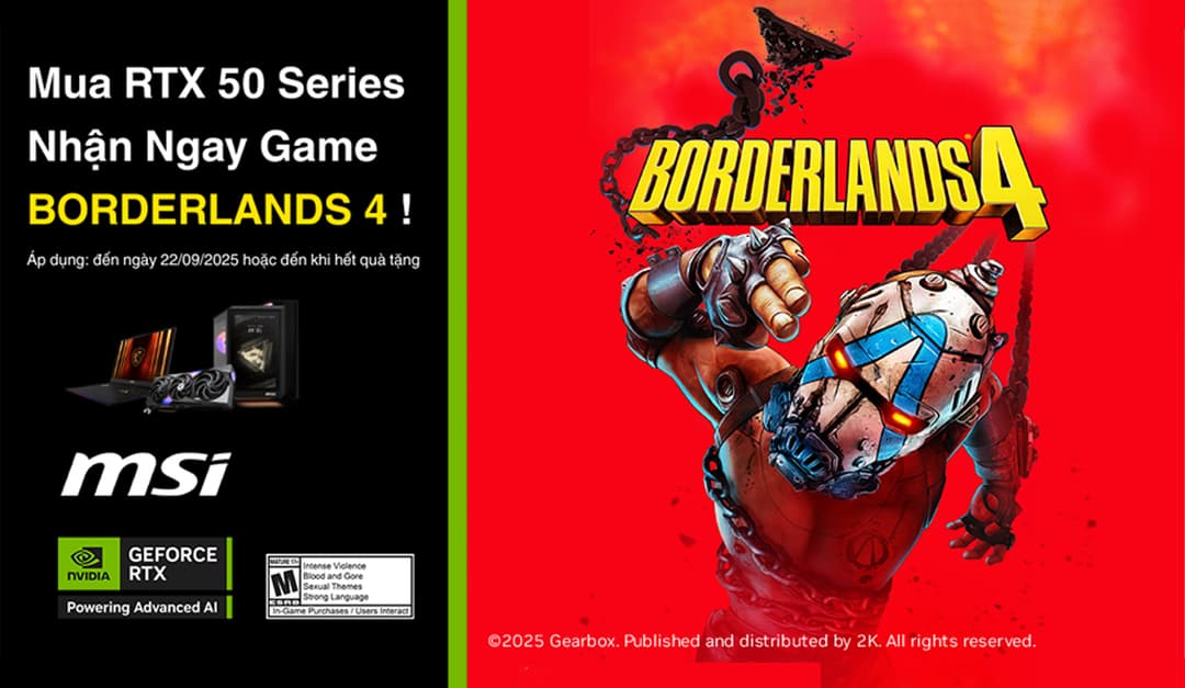 Mua GeForce RTX 50 Series Nhận ngay Borderlands 4 (Standard Edition) và Gilded Glory DLC!