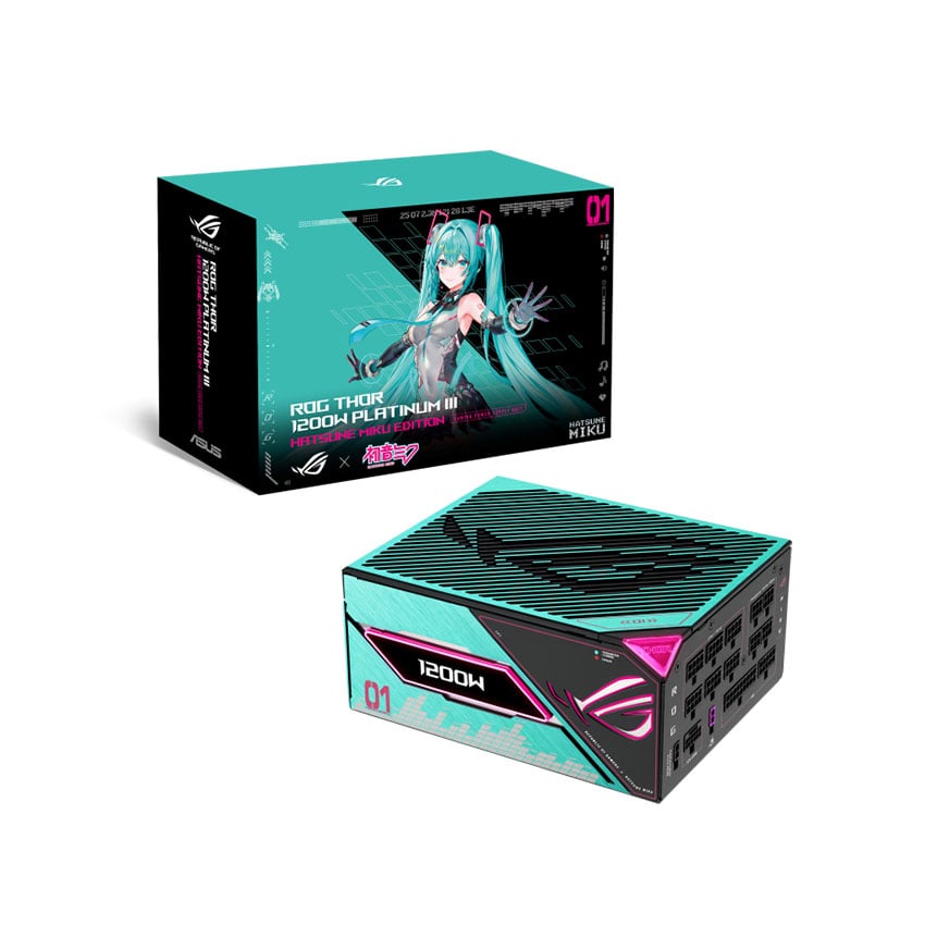 Nguồn Asus ROG THOR 1200P3 Gaming - Hatsune Miku Edition ( 80 Plus Platinum/ATX3.1/Full Modular/Màn oled) 0