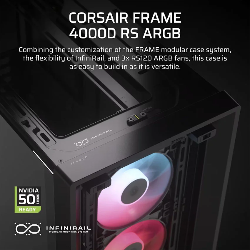 Vỏ máy tính Corsair FRAME 4000D RS ARGB - Black (ATX/3 fan RS120 ARGB) 2