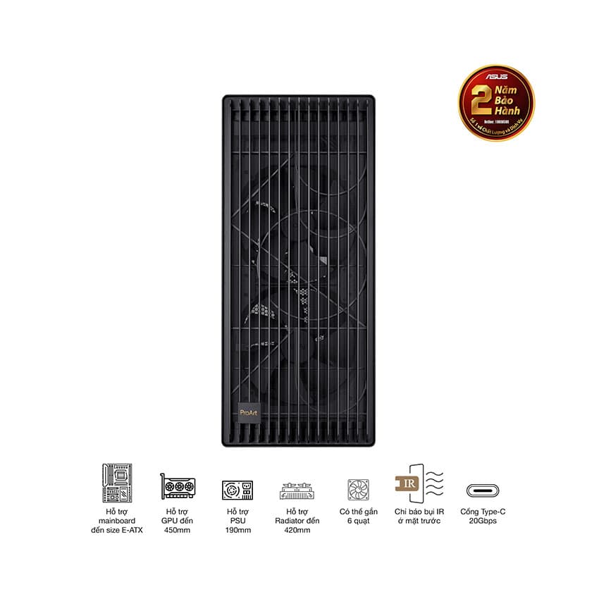 Vỏ Case Asus PA602 ProArt WOOD TG PWM Black (EATX/Full tower/3 fan) 6