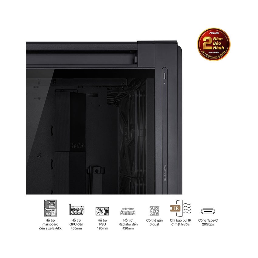 Vỏ Case Asus PA602 ProArt WOOD TG PWM Black (EATX/Full tower/3 fan) 3