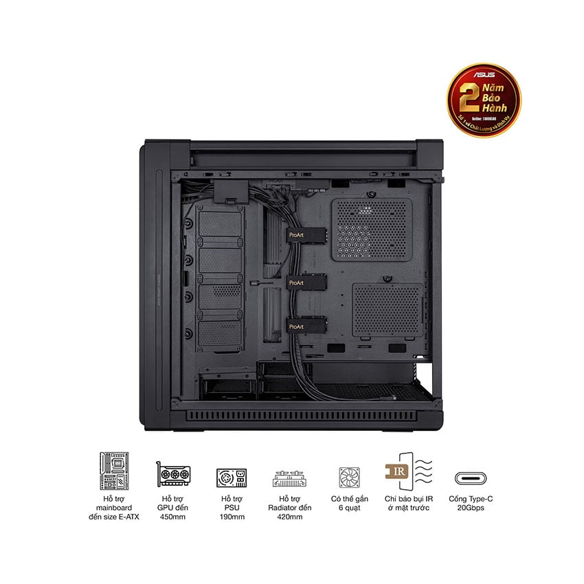 Vỏ Case Asus PA602 ProArt WOOD TG PWM Black (EATX/Full tower/3 fan) 2