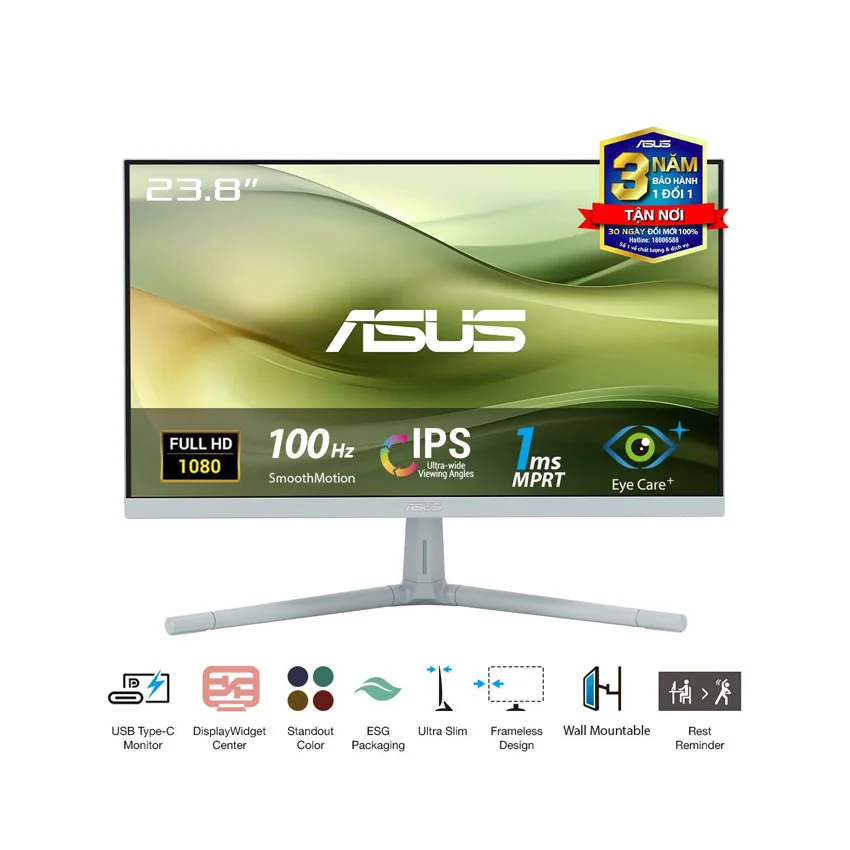 Màn hình ASUS VU249CFE-G (23.8 inch/FHD/IPS/100Hz/1ms/USB-C 15W) 0