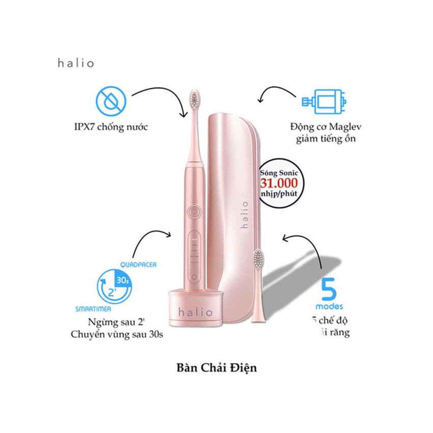 Bàn Chải Điện Halio Sonic Whitening Pro - Màu Hồng 6