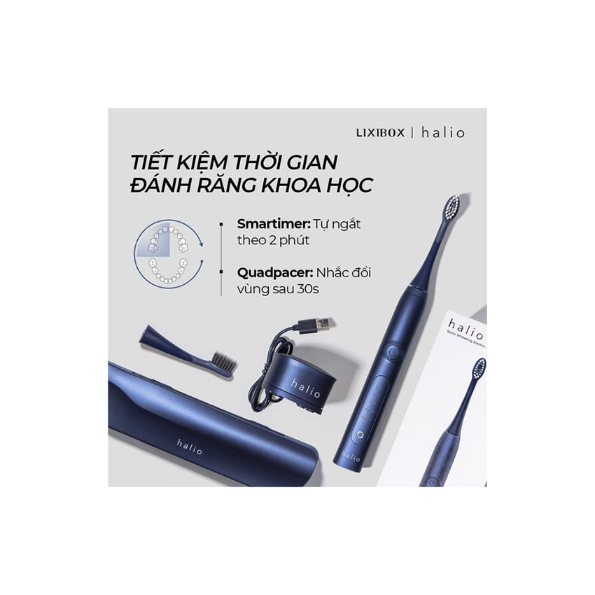 Bàn Chải Điện Halio Sonic Whitening Pro - Màu Xanh Đậm 3