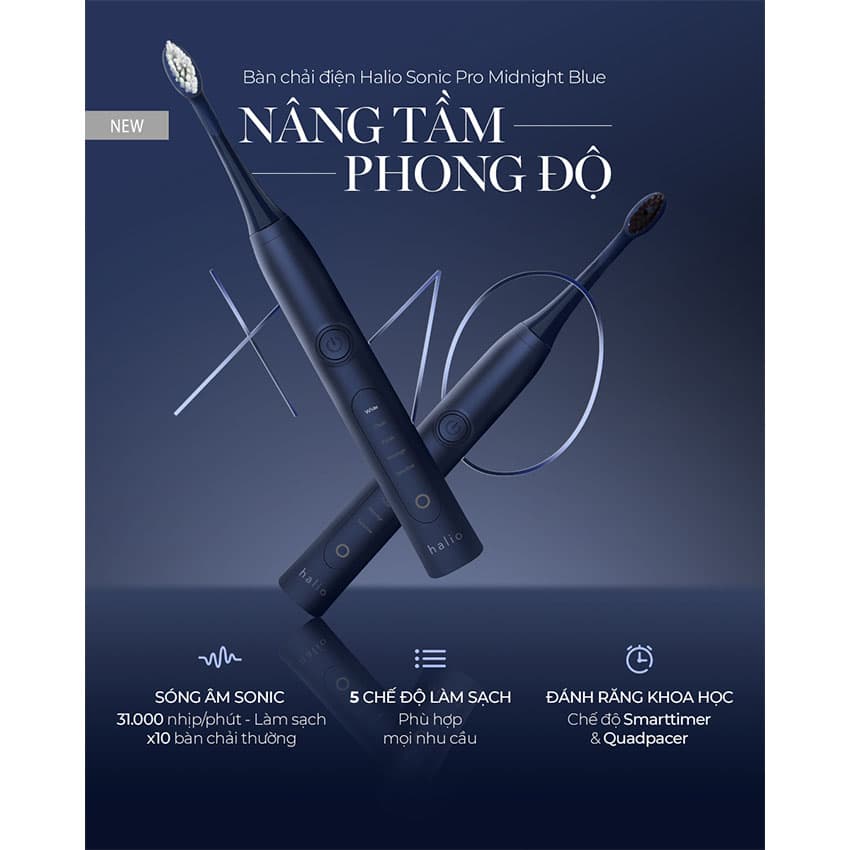 Bàn Chải Điện Halio Sonic Whitening Pro - Màu Xanh Đậm 5