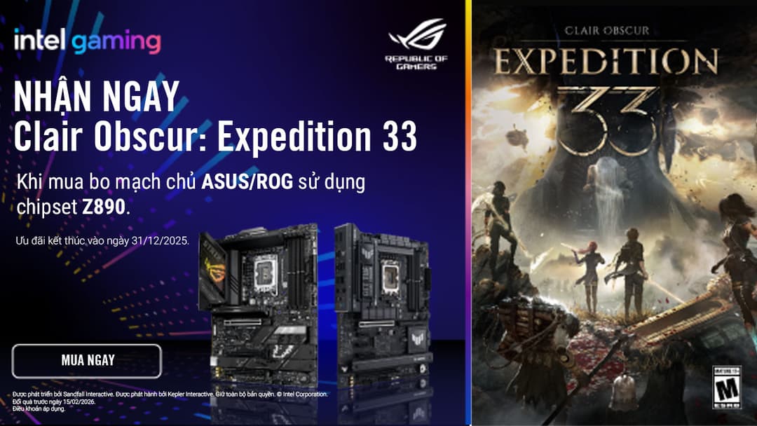 NHẬN NGAY CODE GAME CLAIR OBSCUR: EXPEDITION 33 TRỊ GIÁ 770,000Đ KHI MUA BO MẠCH CHỦ ASUS/ ASUS ROG Z890 SERIES