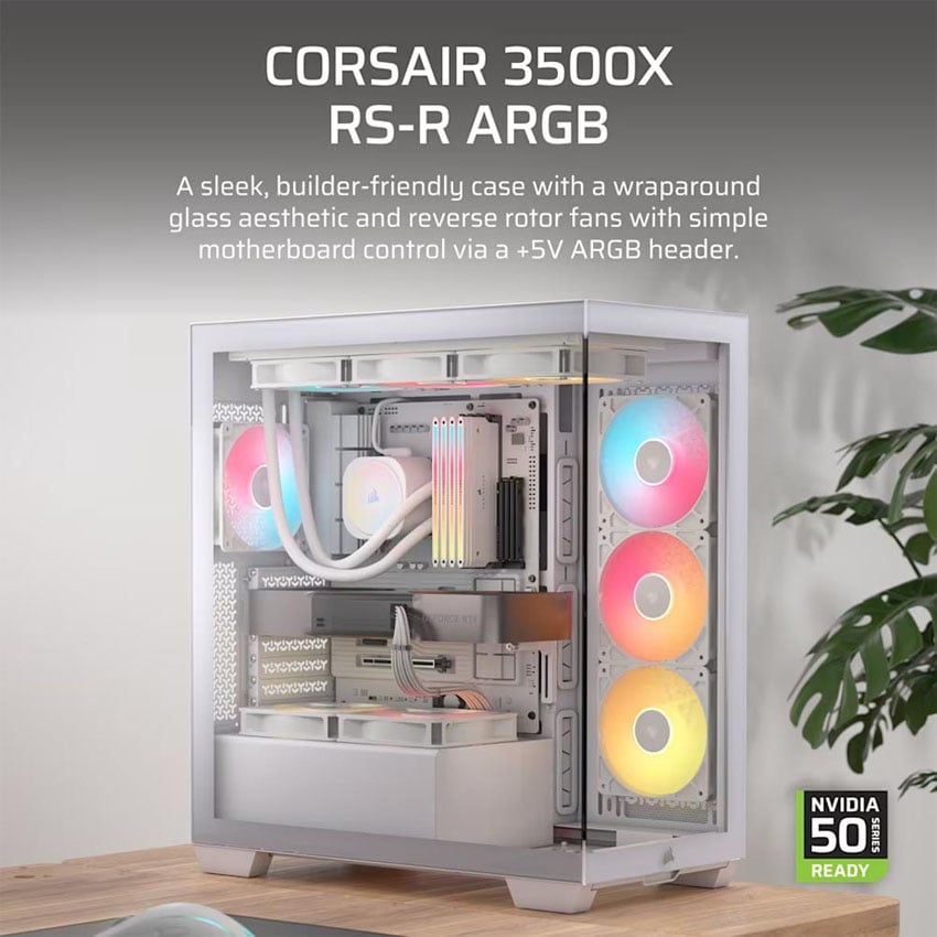 Vỏ máy tính Corsair 3500X RS-R ARGB Tempered Glass - White (eATX/3 fan ARGB) 1
