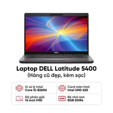 Laptop DELL Latitude 5400 / I5-8265U / 8GB RAM / 256GB SSD / Màn 14 inch FHD / Kèm sạc - Hàng cũ đẹp