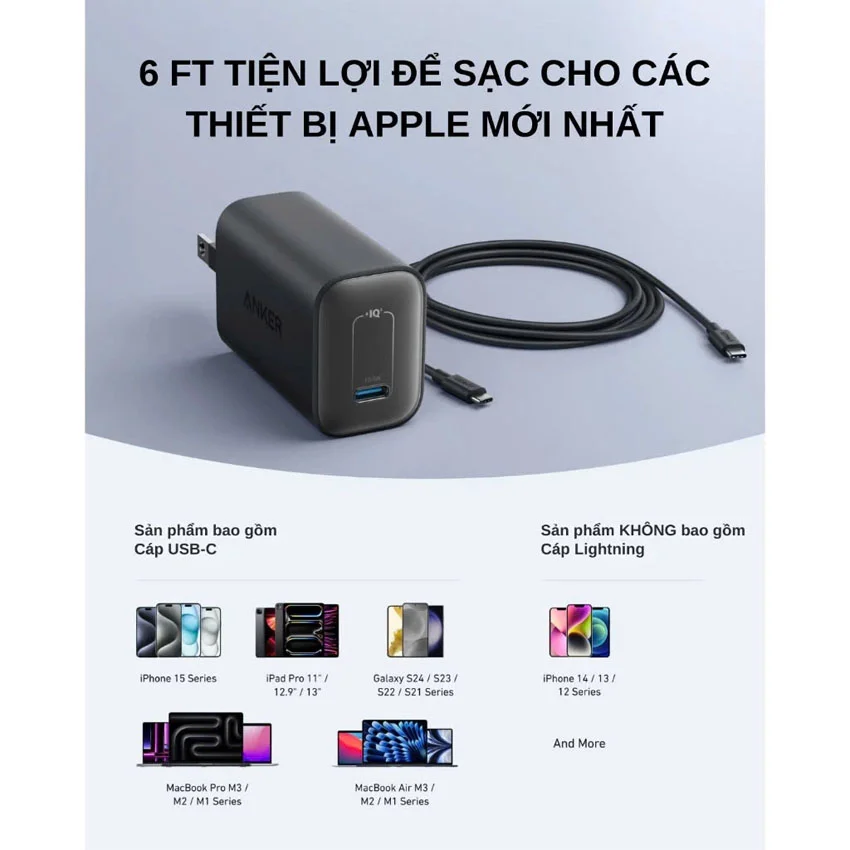 Củ sạc Anker Nano 1C 100W (with USB-C Cable) Đen (Black) B2C_B2679 4