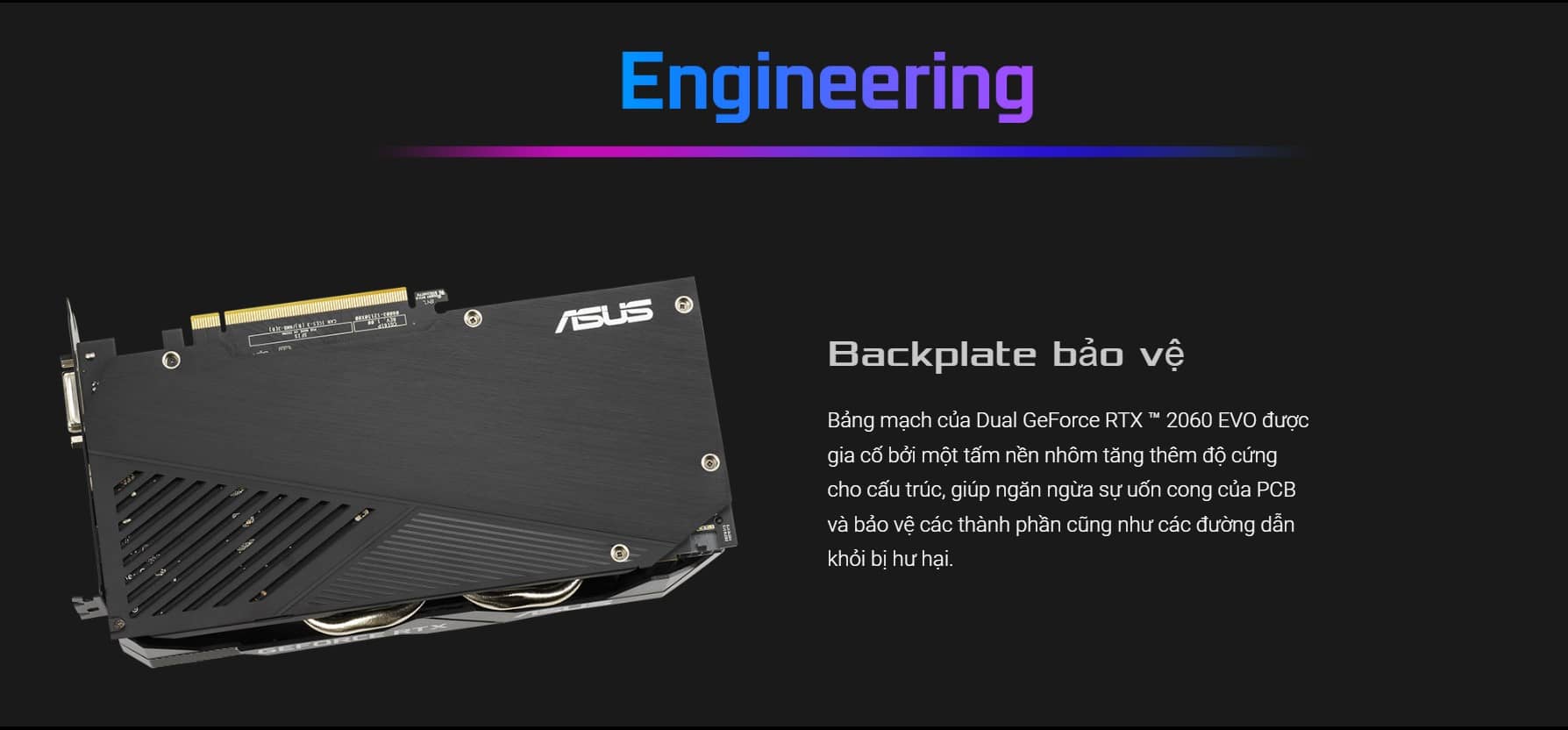 Card màn hình Asus DUAL RTX 2060-O6G EVO (6GB GDDR6, 192-bit, DVI+HDMI+DP, 1x8-pin)