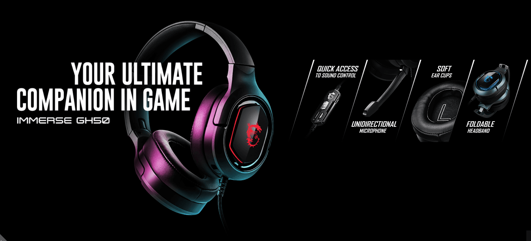Tai nghe gaming có dây MSI Immerse GH50 (màu đen) 1