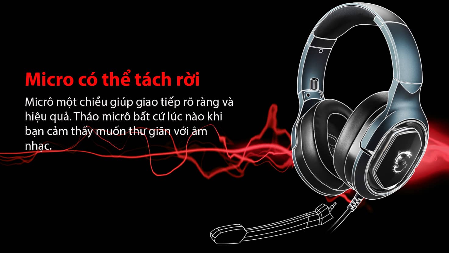 Tai nghe gaming có dây MSI Immerse GH50 (màu đen) 5