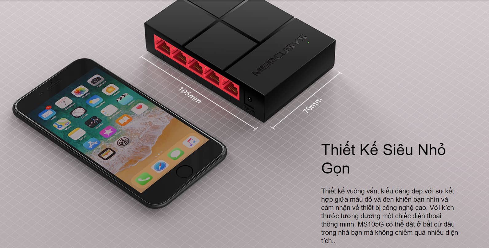 Switch Chia Mạng Mercusys MS105G (5 Cổng 10/100/1000Mbps vỏ nhựa)