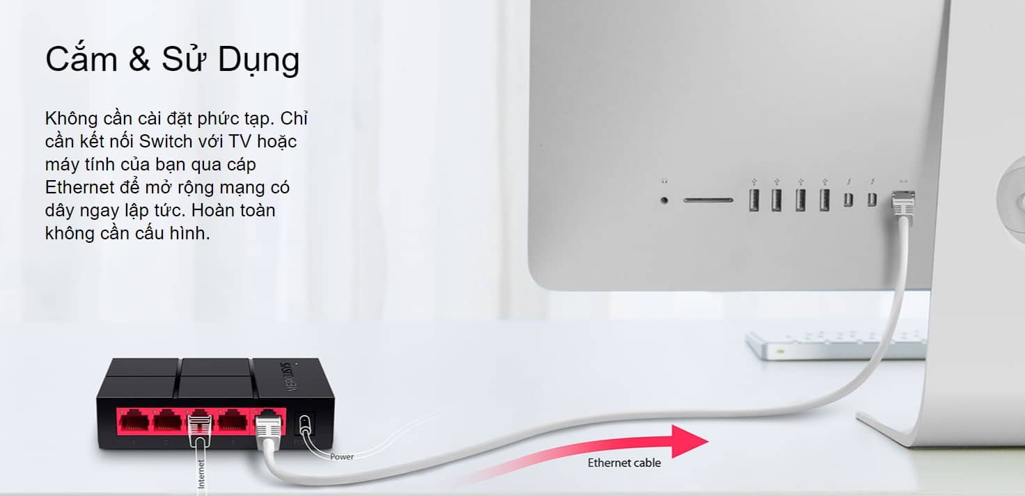 Switch Chia Mạng Mercusys MS105G (5 Cổng 10/100/1000Mbps vỏ nhựa)