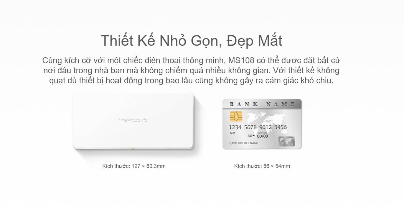 Switch Chia Mạng Mercusys MS108 (8 Cổng 10/100Mbps vỏ nhựa)