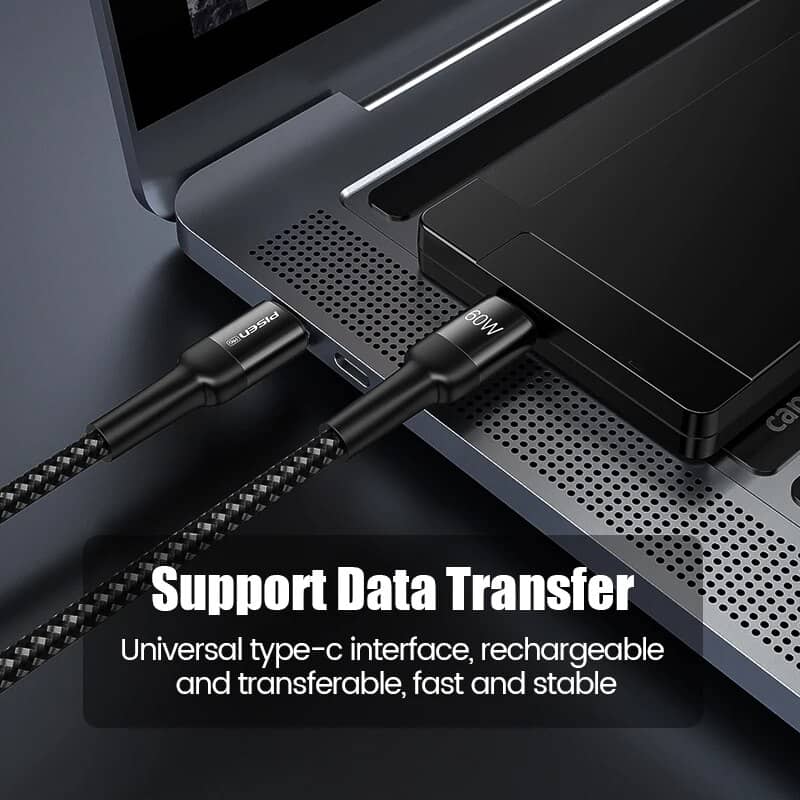 Cáp PISEN PRO - Black Gold USB-C PD100W Aluminum Alloy Braided 1.5m Cable 4