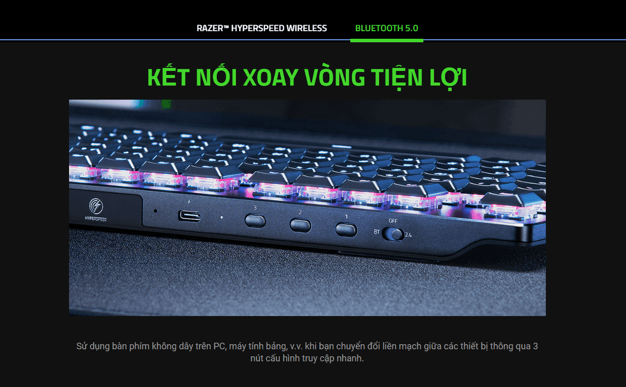 Bàn phím game không dây Razer DeathStalker V2 Pro Tenkeyless Low Profile Optical (RGB/USB/Linear Red sw) (RZ03-04370100-R3M1) 6