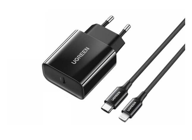 Củ sạc Ugreen PD 20W CD137 Kèm Cáp Type-C to Lightning MFI Màu Đen