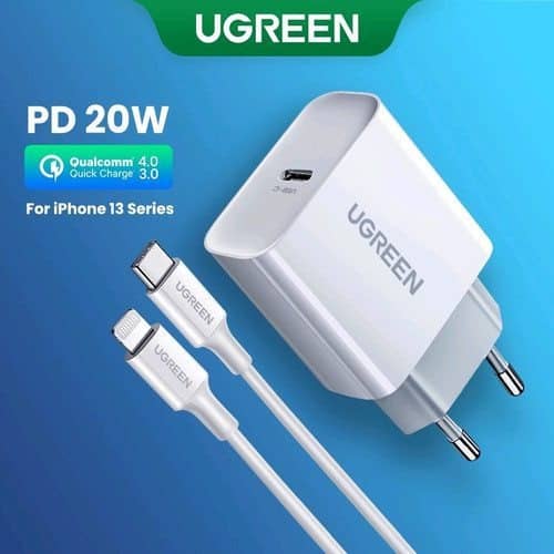Củ sạc Ugreen PD 20W CD137 Kèm Cáp Type-C to Lightning MFI Màu Trắng