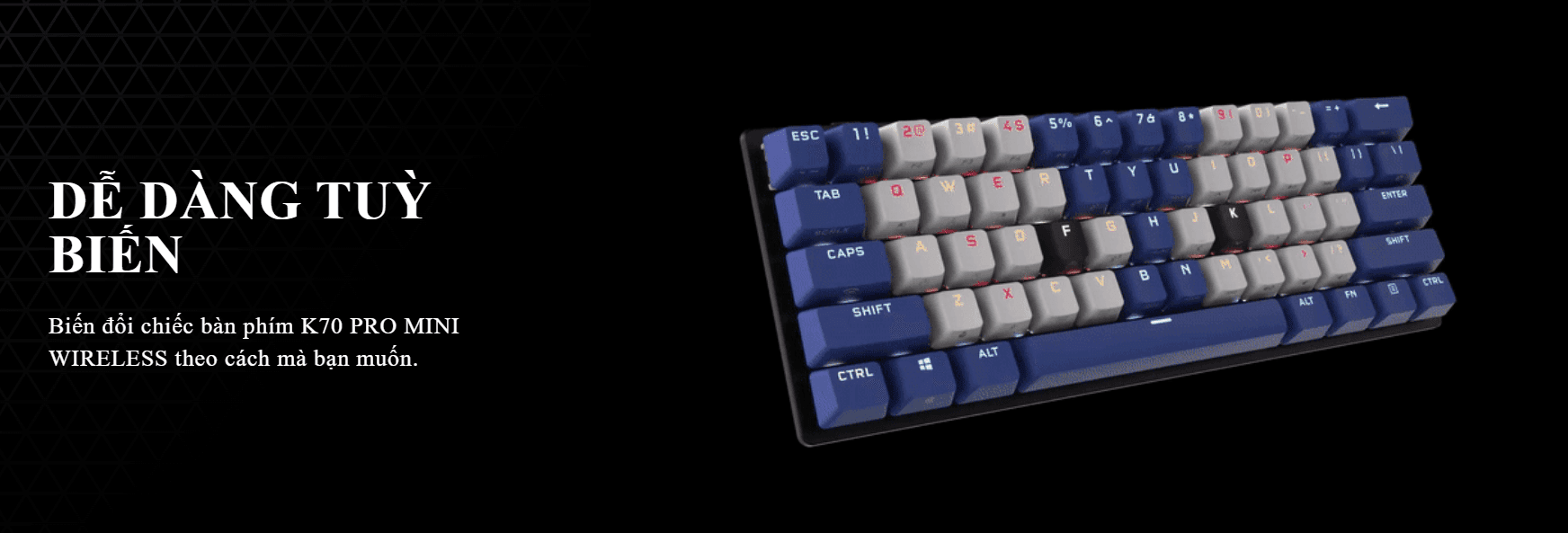 Bàn phím game không dây Corsair K70 Pro Mini đen Red sw (CH-9189010-NA) 2