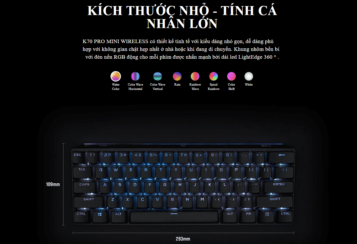 Bàn phím game không dây Corsair K70 Pro Mini đen Red sw (CH-9189010-NA) 6