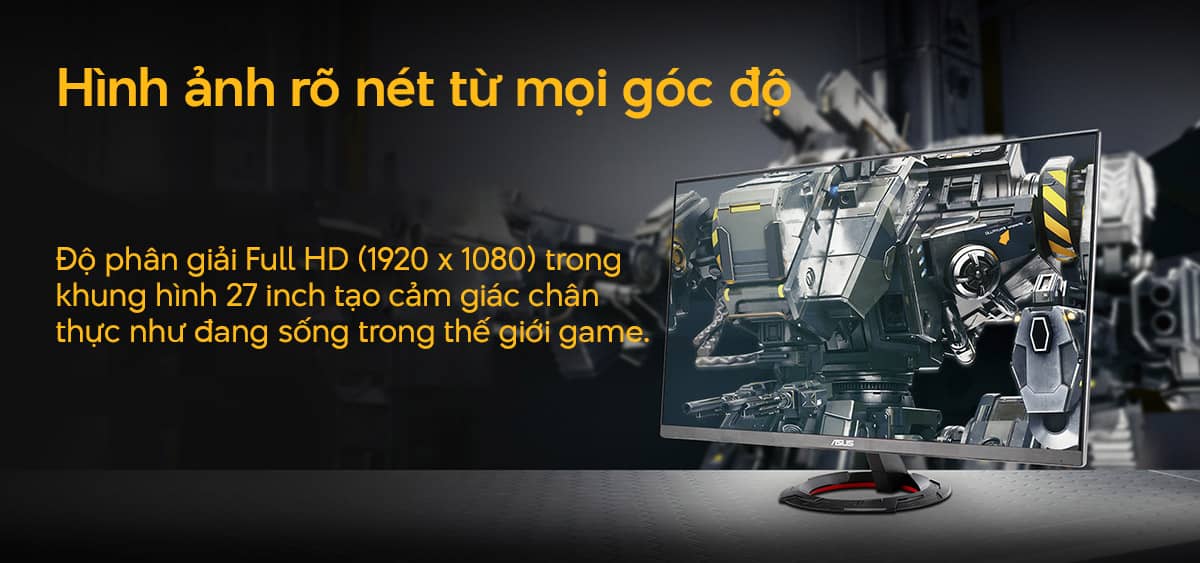 Màn hình ASUS TUF VG279Q3R hiển thị chi tiết nội dung hiển thị trên kích thước 27 inch