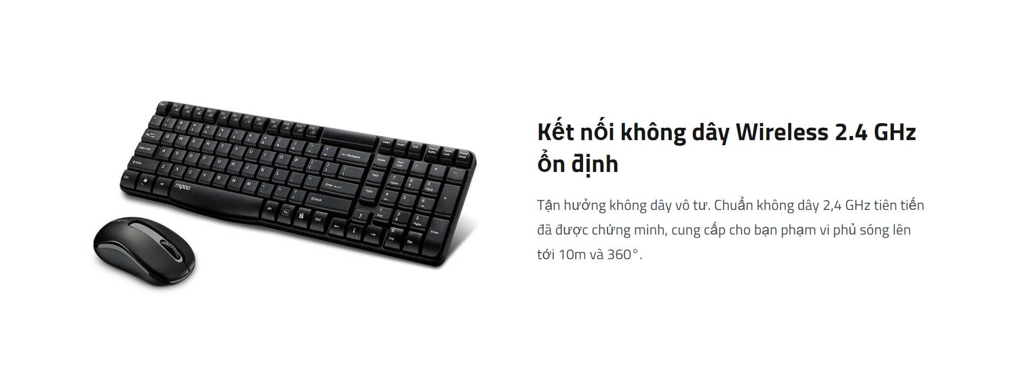 Bộ Bàn phím Chuột Không dây Rapoo X1800S đen (USB)