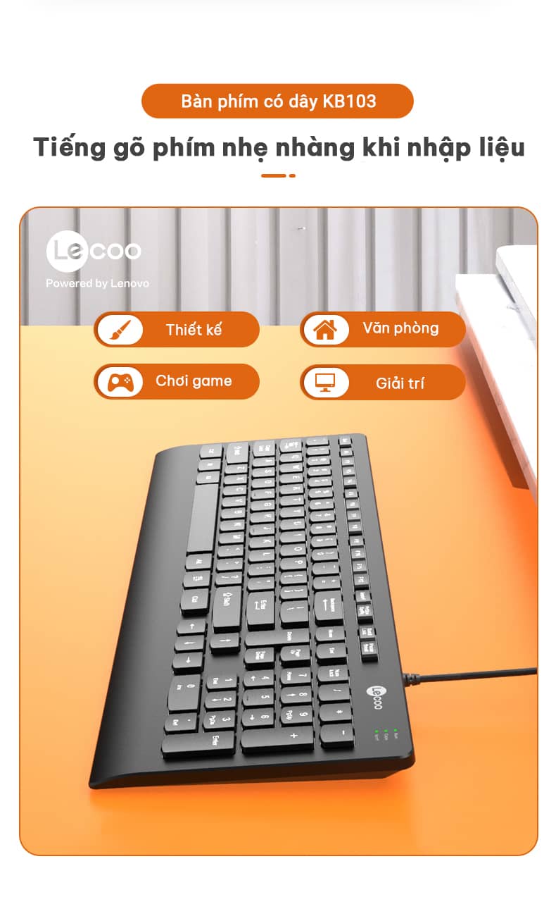 Bàn phím Lecoo KB103 đen (USB) 2