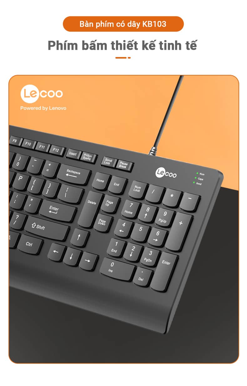 Bàn phím Lecoo KB103 đen (USB) 3