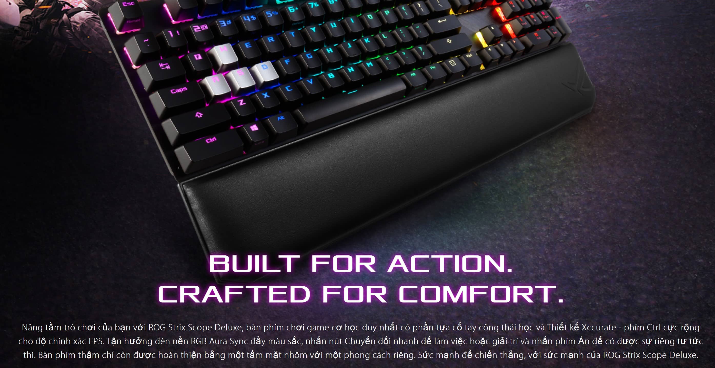 Bàn phím cơ Asus ROG Strix Scope Deluxe (RGB/USB/Red sw)