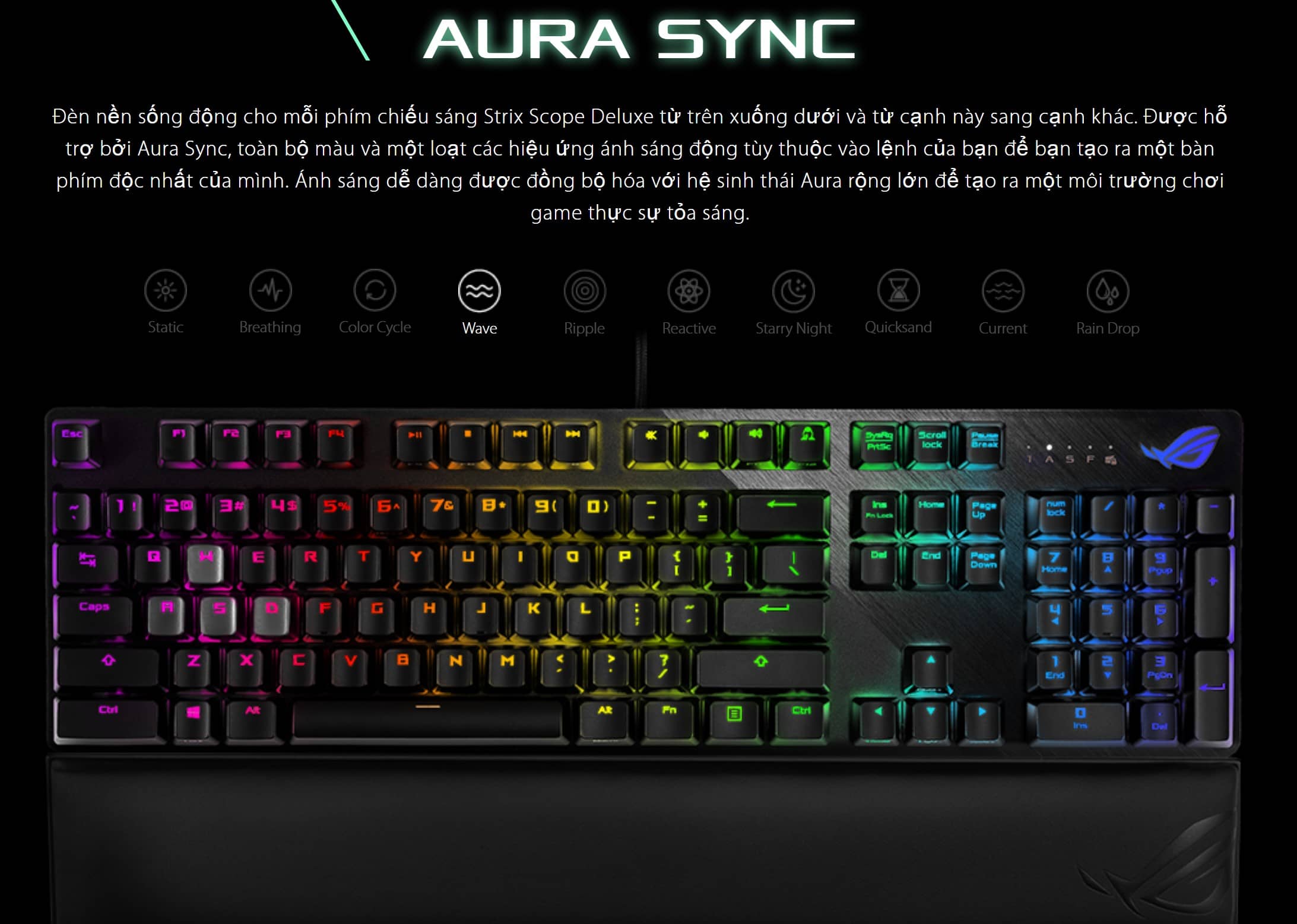 Bàn phím cơ Asus ROG Strix Scope Deluxe (RGB/USB/Red sw)