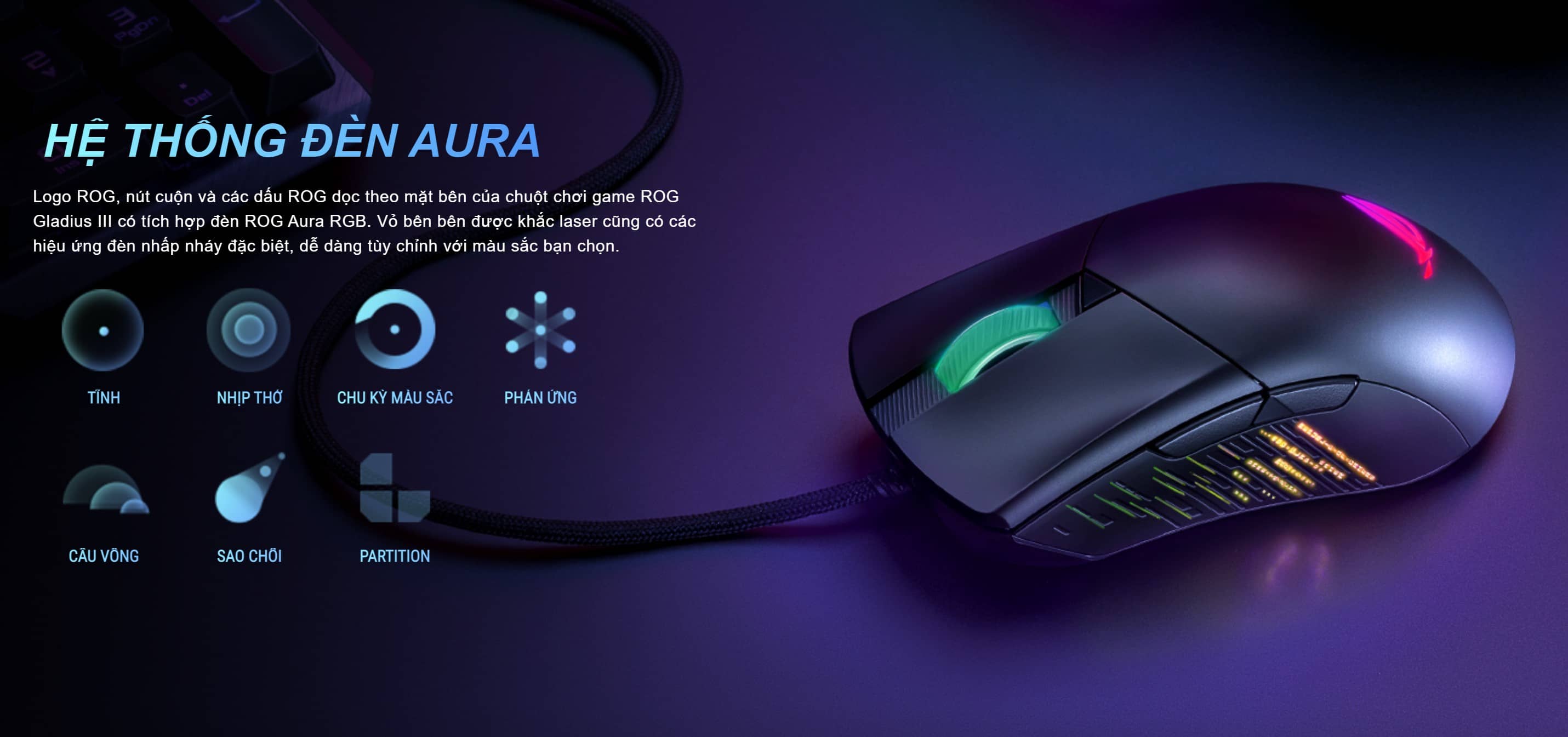 Chuột Asus ROG Gladius III (USB/RGB/màu đen)