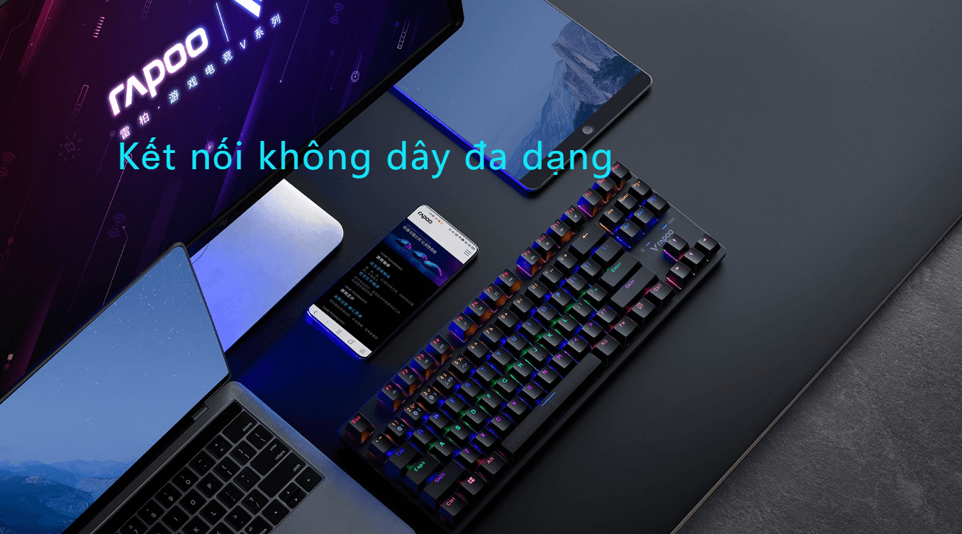 Bàn phím cơ không dây Rapoo V500 PRO-87 TKL Red Switch (Led Rainbow) 2