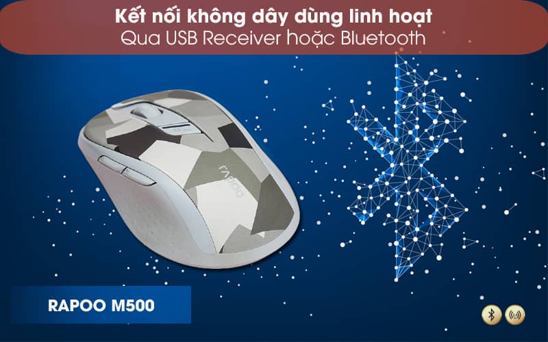 Chuột không dây Rapoo M500 Silent màu xanh 3