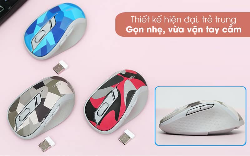 Chuột không dây Rapoo M500 Silent màu xanh 2