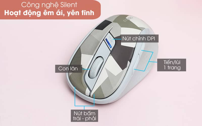 Chuột không dây Rapoo M500 Silent màu xanh 5