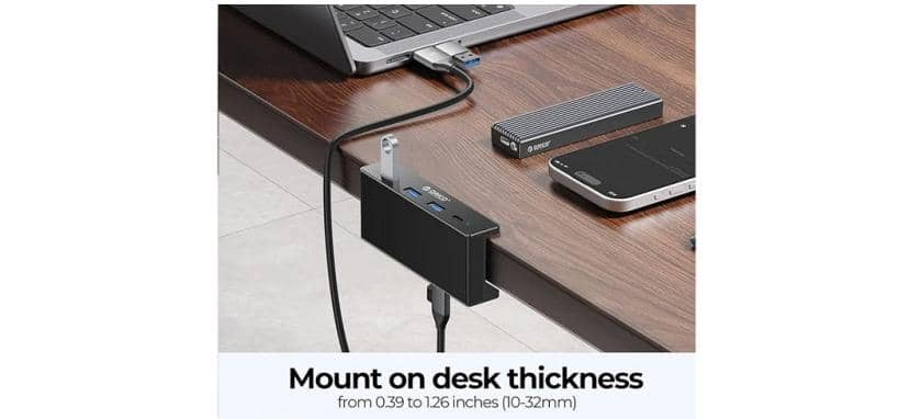 Bộ chia Type C ra 5 cổng USB 3.0 Orico MH4PC-10-BK-BP Màu Đen 2