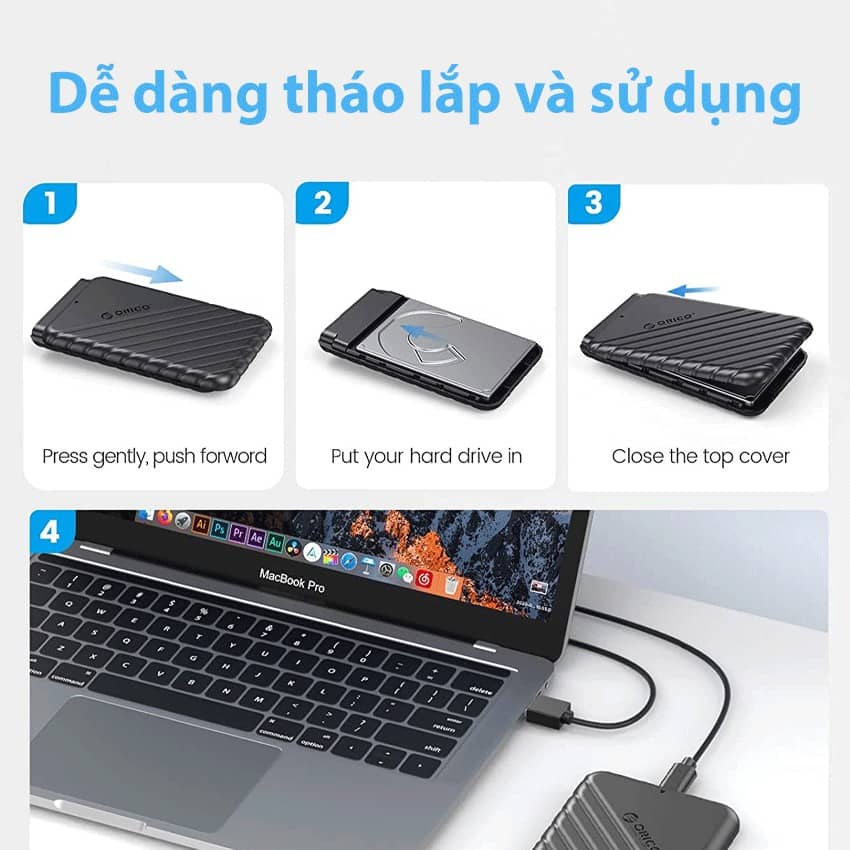 Hộp ổ cứng ORICO 2.5" SSD/HDD 25PW1-U3-BK-HW SATA 3 USB 3.0 MircoB ảnh 3