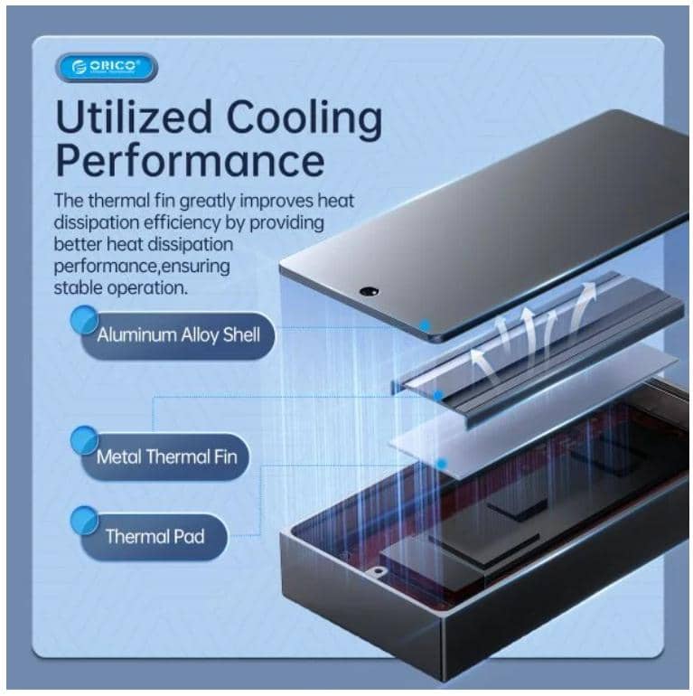 Hộp ổ cứng SSD ORICO M.2 NVME TypeC M206C3-G2-GY Tốc độ 10Gbps Màu Bạc 4